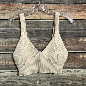 Zara Size Medium Beige SweaterCrop Top Sweater Tank NWOT
